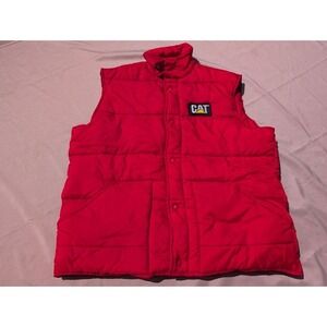 Vintage Tonkin Wearables Puffer Vest‎ Jacket Red Snap Mens Size XL